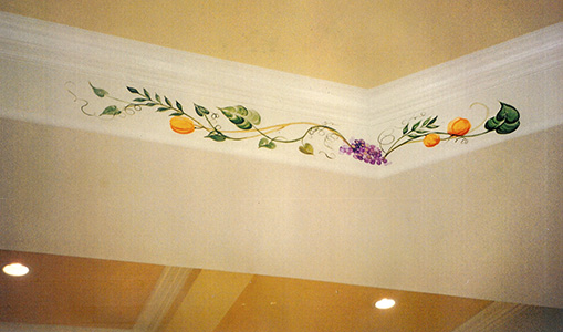 Decorative trim around kitchen ceiling