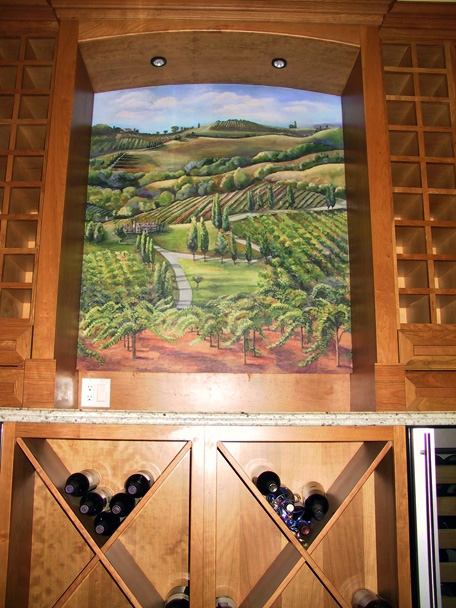 Painting installed in wine cabinet