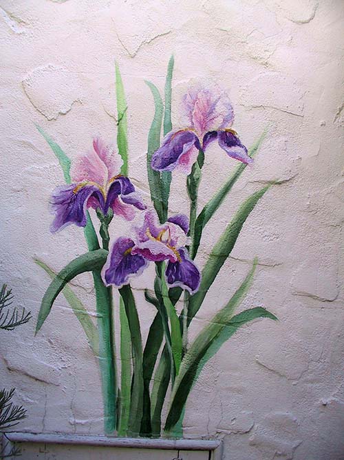 Painting of irises on secondary wall