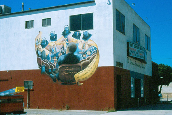 Lonny Chapman Tribute Mural on side of Group Repertory Theatre