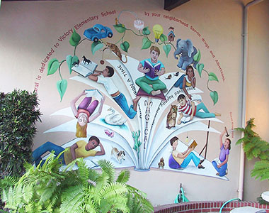 Reading is Magical Mural at Victory Elementary School