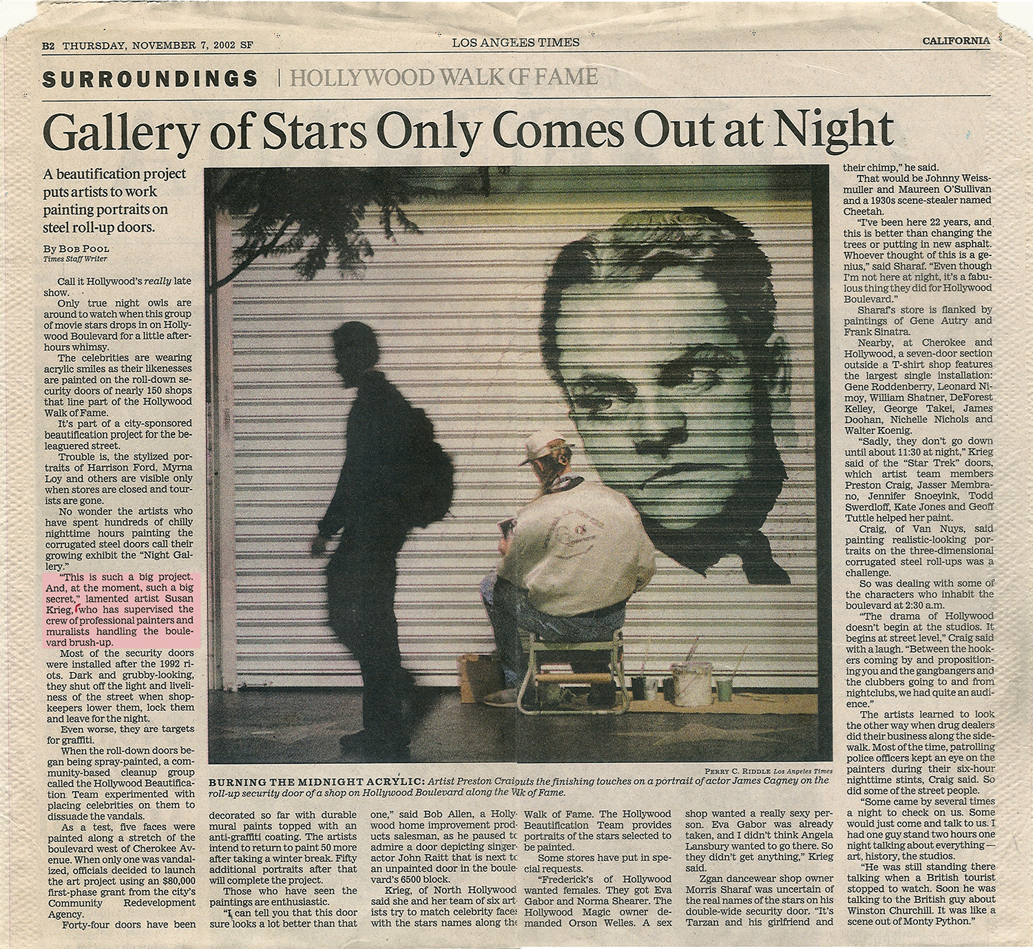 LA Times Article Gallery of Stars Only Comes Out at Night