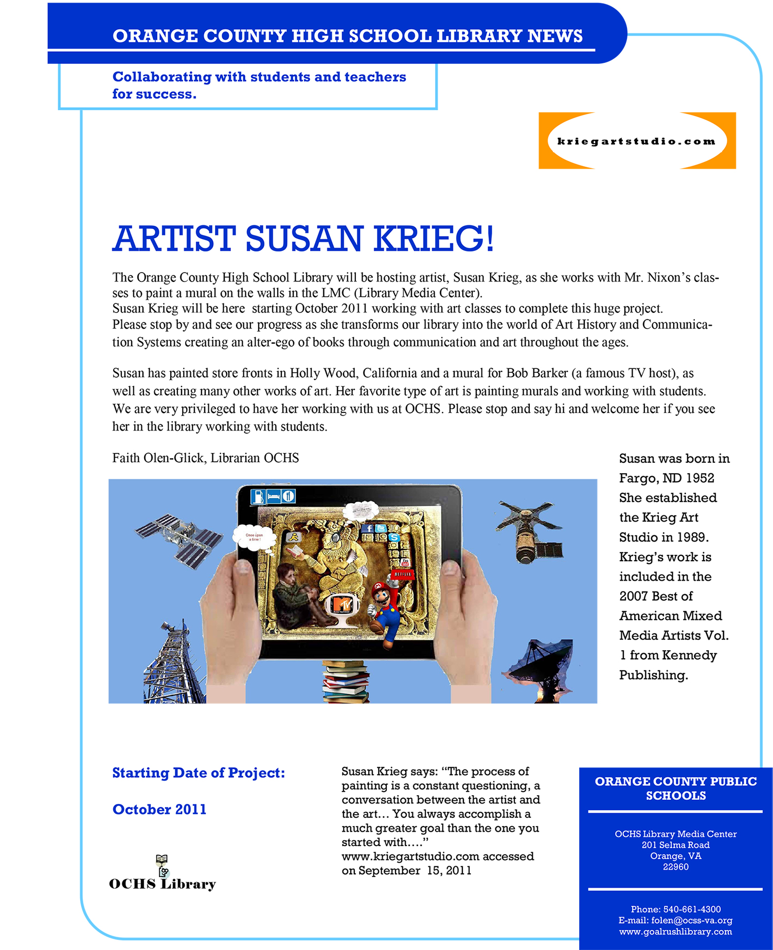 Artist Susan Krieg Article